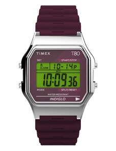 Часовник Timex T80 TW2V41300 Burgundy/Silver