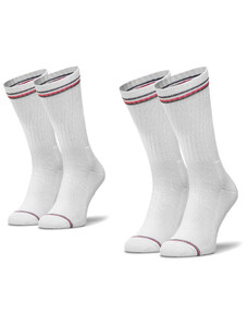 Комплект 2 чифта дълги чорапи мъжки Tommy Hilfiger 100001096 White 300
