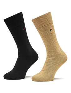 Комплект 2 чифта дълги чорапи мъжки Tommy Hilfiger 701222634 Brown 001