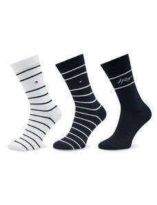 Комплект 3 чифта дълги чорапи мъжки Tommy Hilfiger 701222655 Navy Combo 001
