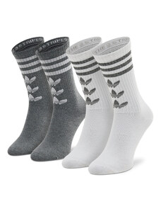 adidas Originals Комплект 2 чифта дълги чорапи мъжки adidas Trefoil Crew HC9526 White/Grey