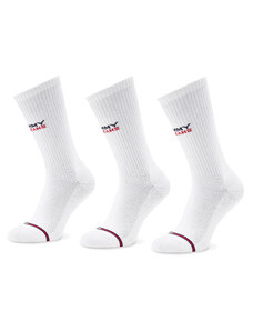 Комплект 3 чифта дълги чорапи мъжки Tommy Jeans 701221224 White 001