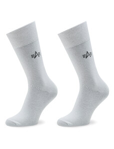 Комплект 3 чифта дълги чорапи мъжки Alpha Industries Basic 118929 White 09