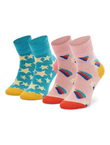 Комплект 2 чифта дълги чорапи детски Happy Socks KSST19-6000 Цветен
