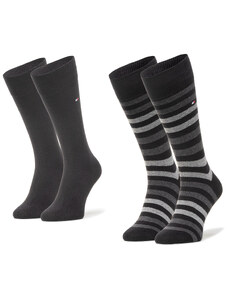 Комплект 2 чифта дълги чорапи мъжки Tommy Hilfiger 472001001 Black 2000