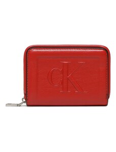 Малък дамски портфейл Calvin Klein Jeans Sculpted Med Zip Around Pipping K60K610353 XL6