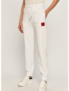 Панталон Hugo дамски в бяло с изчистен дизайн 50455983