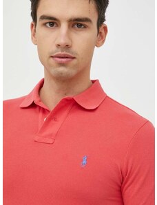 Памучна тениска с яка Polo Ralph Lauren в червено с изчистен дизайн 710536856