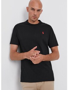 Тениска Polo Ralph Lauren мъжка в черно с изчистен дизайн 710811284001