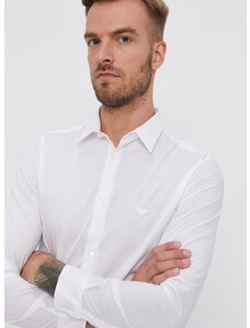 Риза Emporio Armani мъжка в бяло със стандартна кройка с класическа яка 8N1C09 1NI9Z