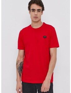 Памучна тениска Paul&Shark в червено с изчистен дизайн