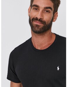 Памучна тениска Polo Ralph Lauren в черно с изчистен дизайн 714844756001