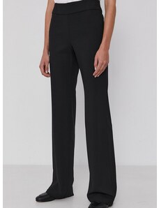 Панталон Emporio Armani в черно със стандартна кройка, с висока талия