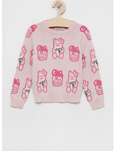 Детски пуловер Guess в розово от топла материя