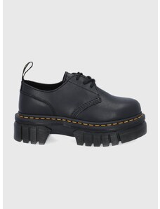 Половинки обувки Dr. Martens Audrick 3-Eye Shoe дамски в черно с равна подметка DM27147001