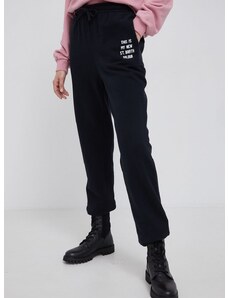 Памучен панталон MC2 Saint Barth дамски в черно с изчистен дизайн