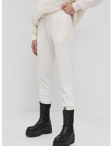 Вълнен панталон Karl Lagerfeld в кремаво с изчистен дизайн