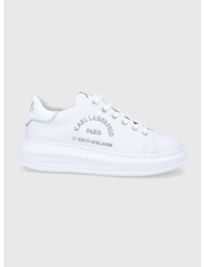 Кожени обувки Karl Lagerfeld Kapri в бяло с платформа