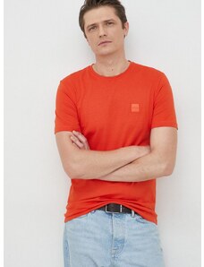 Boss Orange Памучна тениска BOSS Boss Casual в червено с апликация 50472584