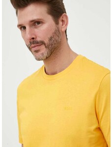 Памучна тениска BOSS в жълто с изчистен дизайн 50468347