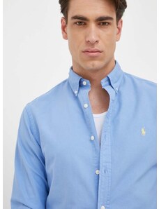 Памучна риза Polo Ralph Lauren мъжка с кройка по тялото яка копче 710804257015