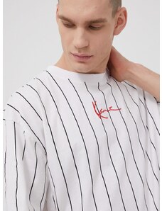 Памучна тениска Karl Kani в бяло с десен
