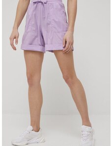 Къси панталони Deha дамско в лилаво с изчистен дизайн с висока талия