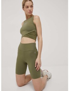 Къси панталони Deha дамско в зелено с изчистен дизайн с висока талия