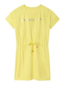 Детска памучна рокля Michael Kors в жълто къс модел разкроен модел