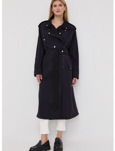 Вълнено палто Victoria Beckham в тъмносиньо с преходна изолация с уголемена кройка
