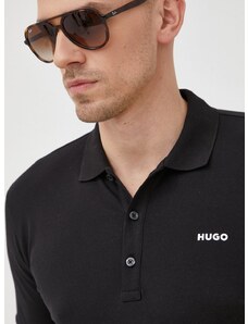 Тениска с яка HUGO в черно с изчистен дизайн 50470547