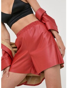 Къс панталон Karl Lagerfeld в червено с изчистен дизайн с висока талия