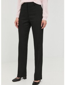 Панталони Victoria Beckham в черно със стандартна кройка, с висока талия