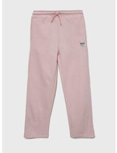 Детски памучен спортен панталон Tommy Hilfiger в розово с изчистен дизайн
