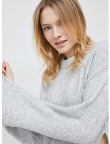 Пуловер с вълна Calvin Klein Jeans дамски в сиво от лека материя с ниско поло