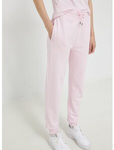 Памучен спортен панталон HUGO в розово с изчистен дизайн
