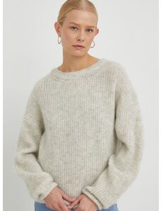 Пуловер с вълна American Vintage дамски в бежово от топла материя