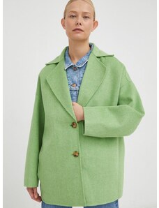 Вълнено палто American Vintage в зелено с преходна изолация с уголемена кройка