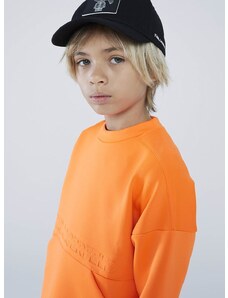 Детски суичър Karl Lagerfeld в оранжево с изчистен дизайн