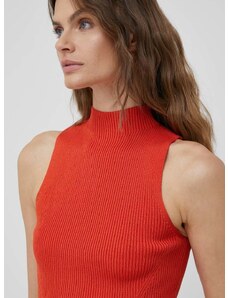 Блуза Calvin Klein дамска в оранжево с ниско поло