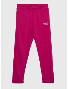 Детски спортен панталон Tommy Hilfiger в розово с изчистен дизайн