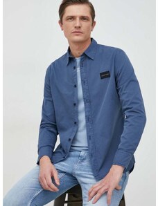 Памучна риза Calvin Klein Jeans мъжка със стандартна кройка с класическа яка