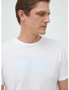 Памучна тениска Guess в бяло с принт