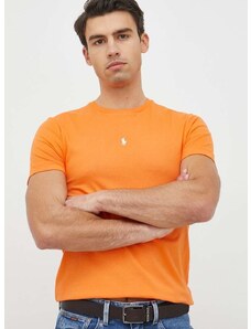 Памучна тениска Polo Ralph Lauren в оранжево с изчистен дизайн