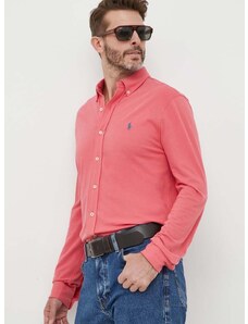 Памучна риза Polo Ralph Lauren мъжка в червено със стандартна кройка с яка копче 710654408