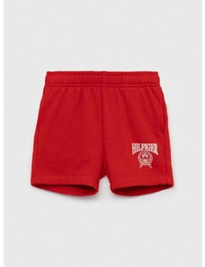 Детски къси панталони Tommy Hilfiger в червено с регулируема талия