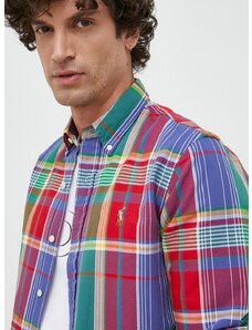 Памучна риза Polo Ralph Lauren мъжка със стандартна кройка с яка с копче