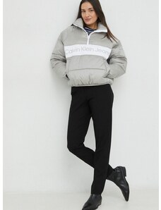 Яке Calvin Klein Jeans в сиво със зимна изолация с уголемена кройка