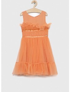 Детска рокля Guess в оранжево къс модел разкроен модел