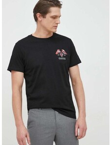 Памучна тениска Guess в черно с принт